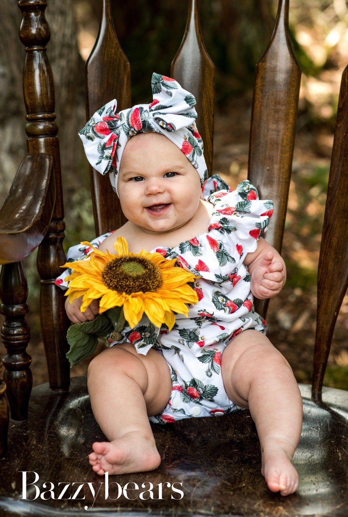 Summer baby strawberry romper