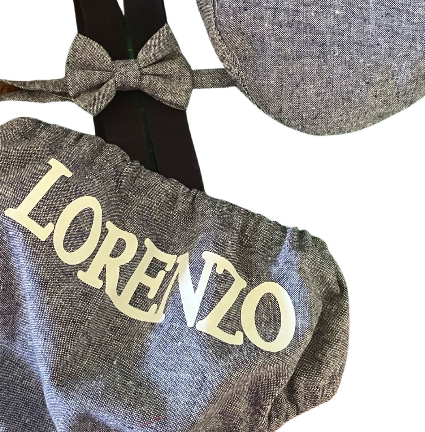 Customized denim cake smash outfit