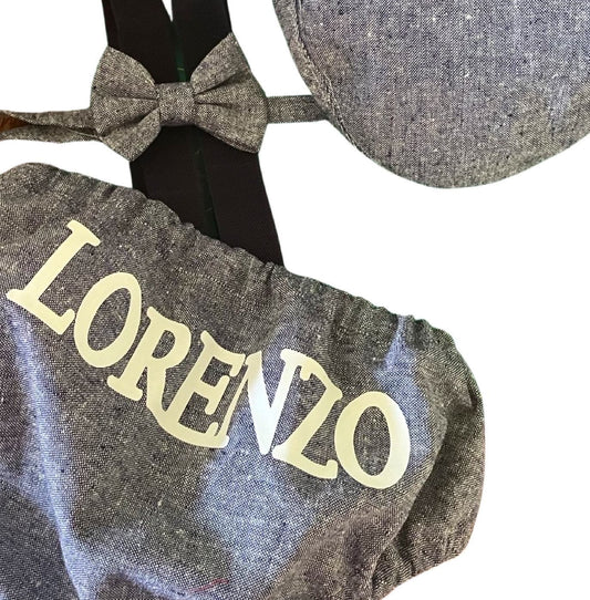 Customized denim cake smash outfit