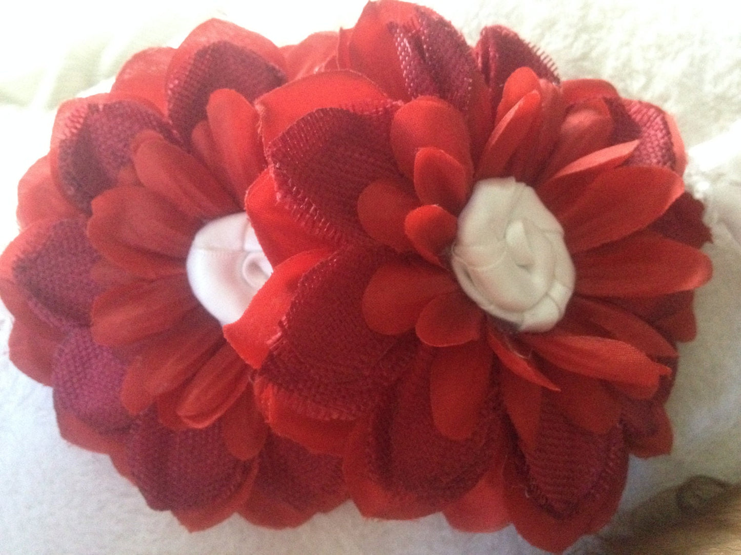 Red Christmas baby headband, rustic Christmas baby headband, red and white baby headband, fall baby headband, homey baby headband, flower