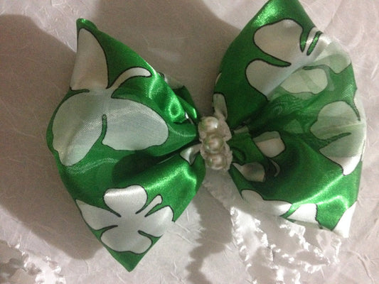 Oversized, st.patricks headband, big green headband, big clover headband, bow headband, big Irish baby headband, Irish bow, green and white